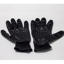 Amazon Hot Selling High Quality Custom Logo Black Massage Deshedding Dog Pet Grooming Glove for Dog Cat Bath